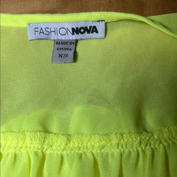 Neon Yellow Ruffled Blouse - Picture 2 of 4